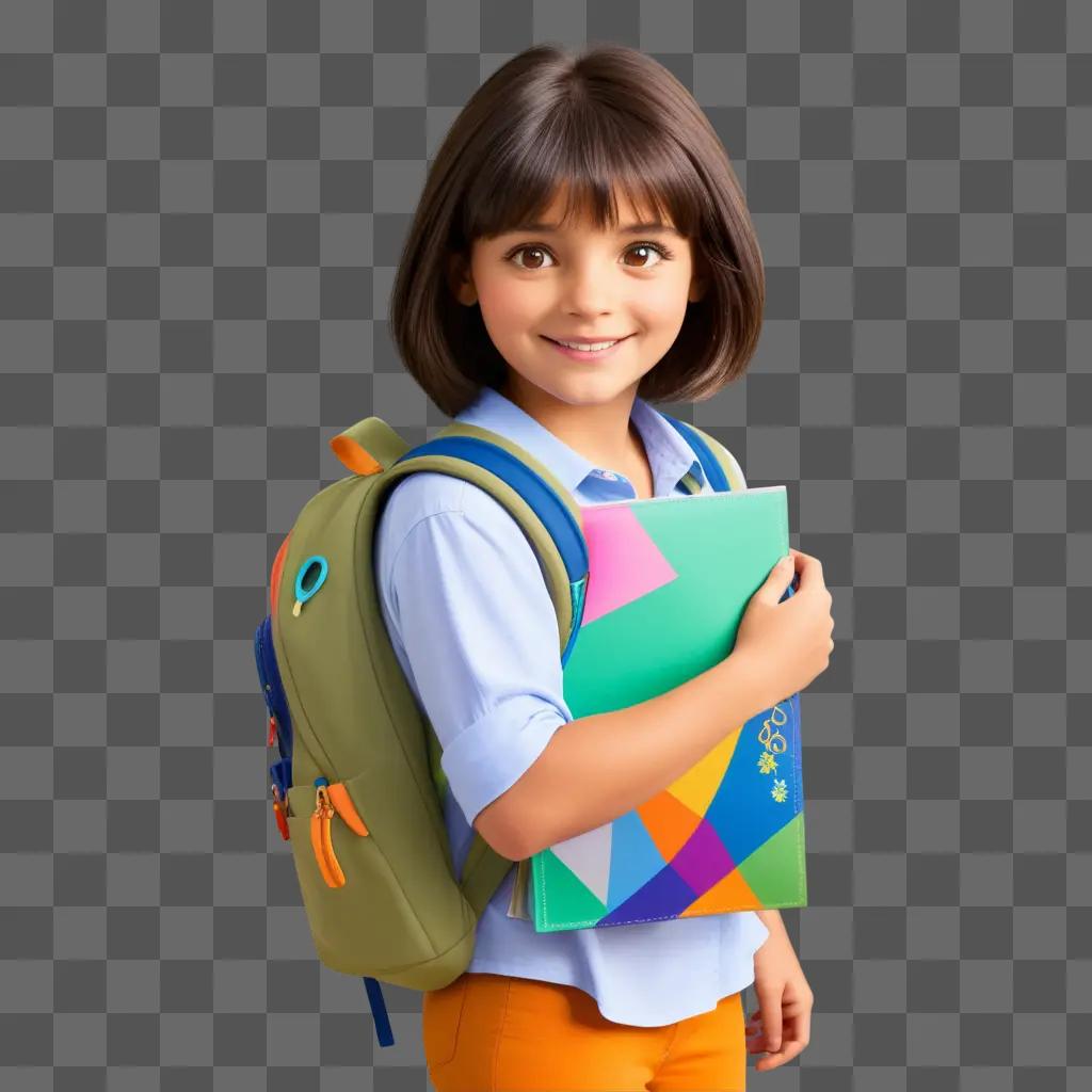 young girl with a backpack and a smile