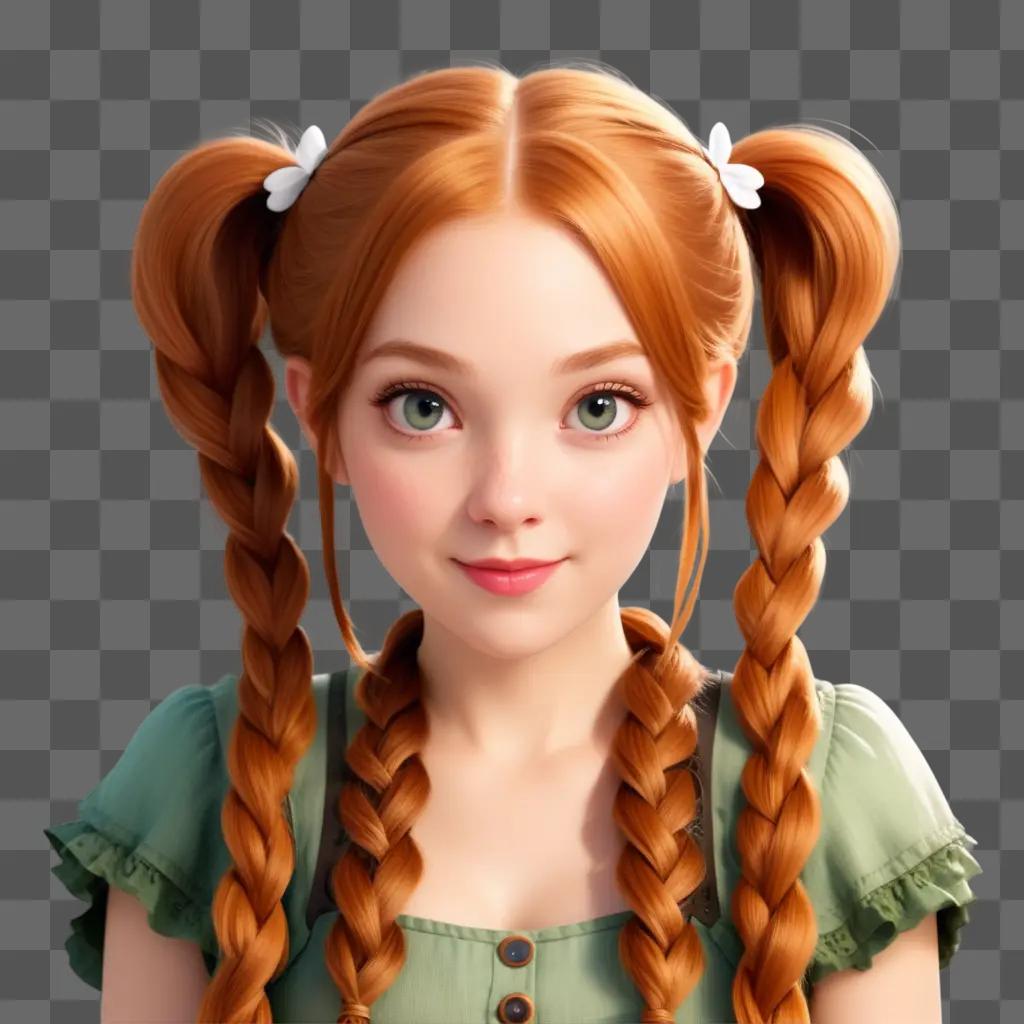 young girl with pigtails and a green shirt