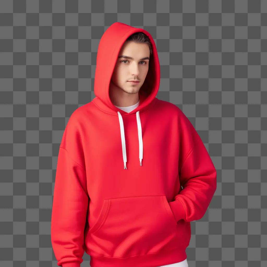 young man in a red hoodie posing for a photo