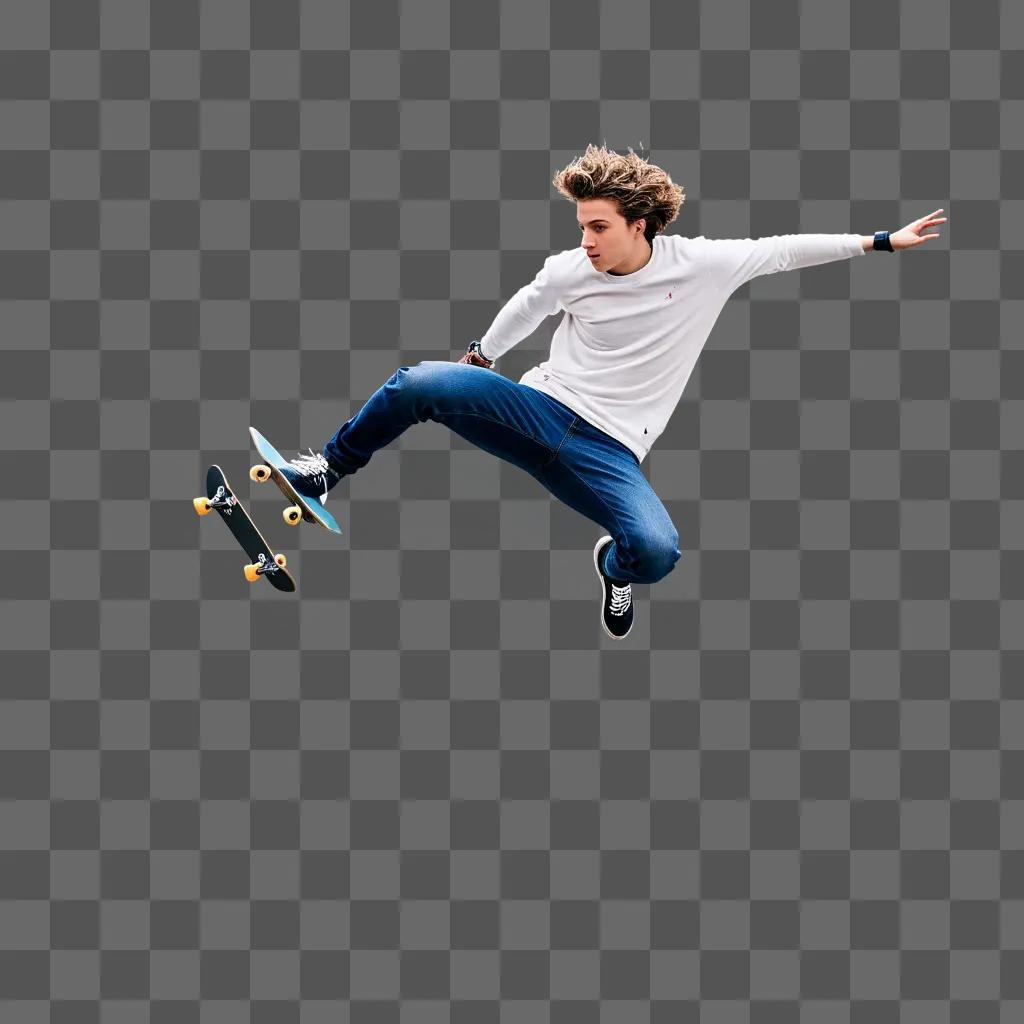 young man performs tricks on a skateboard