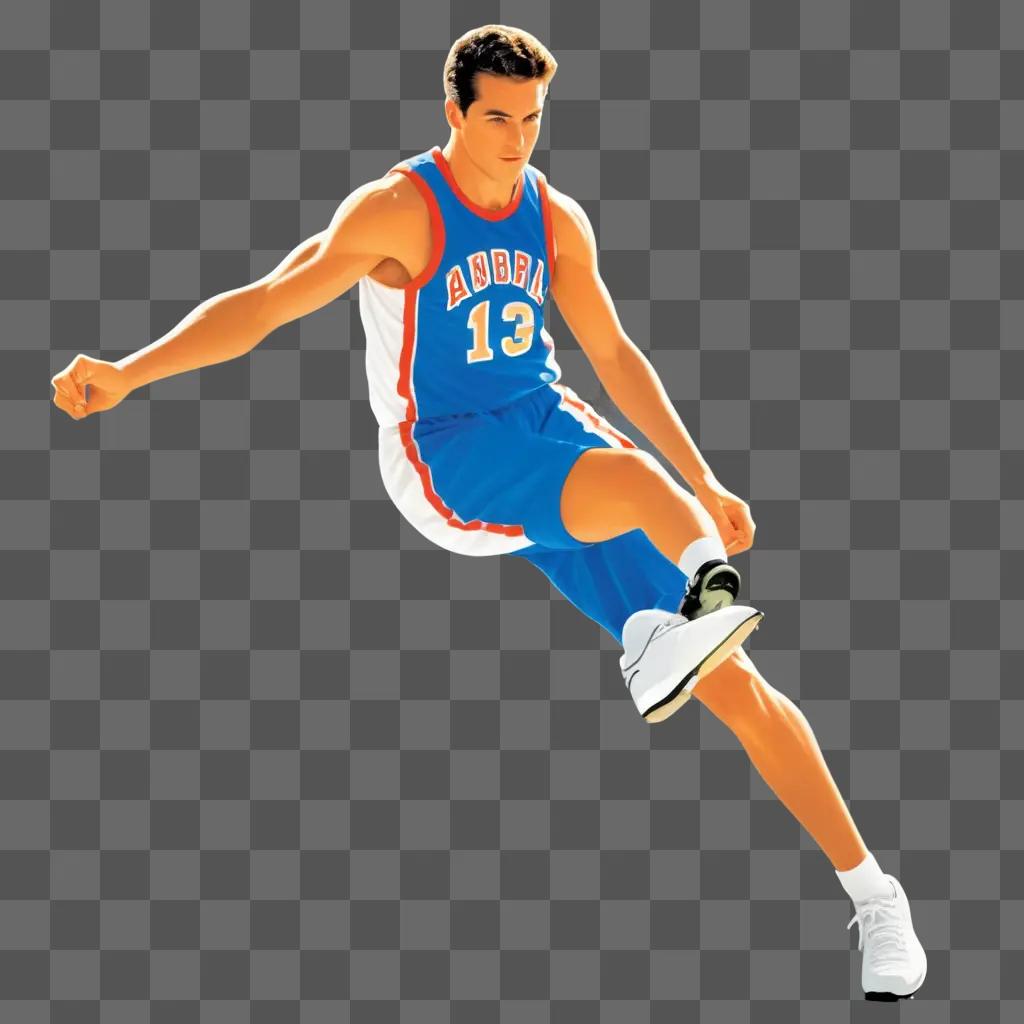 young man playing basketball in a sports clipart illustration