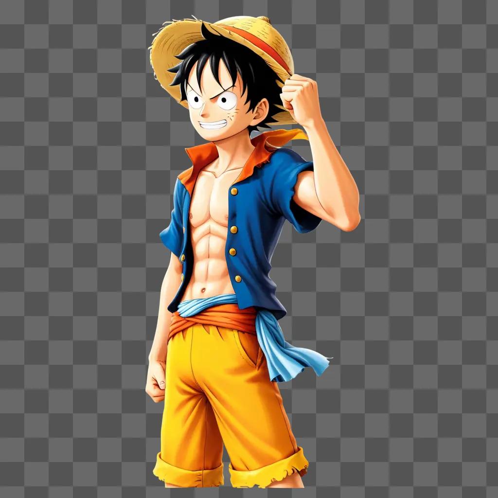 young man poses for a photo with a Luffy shirt on