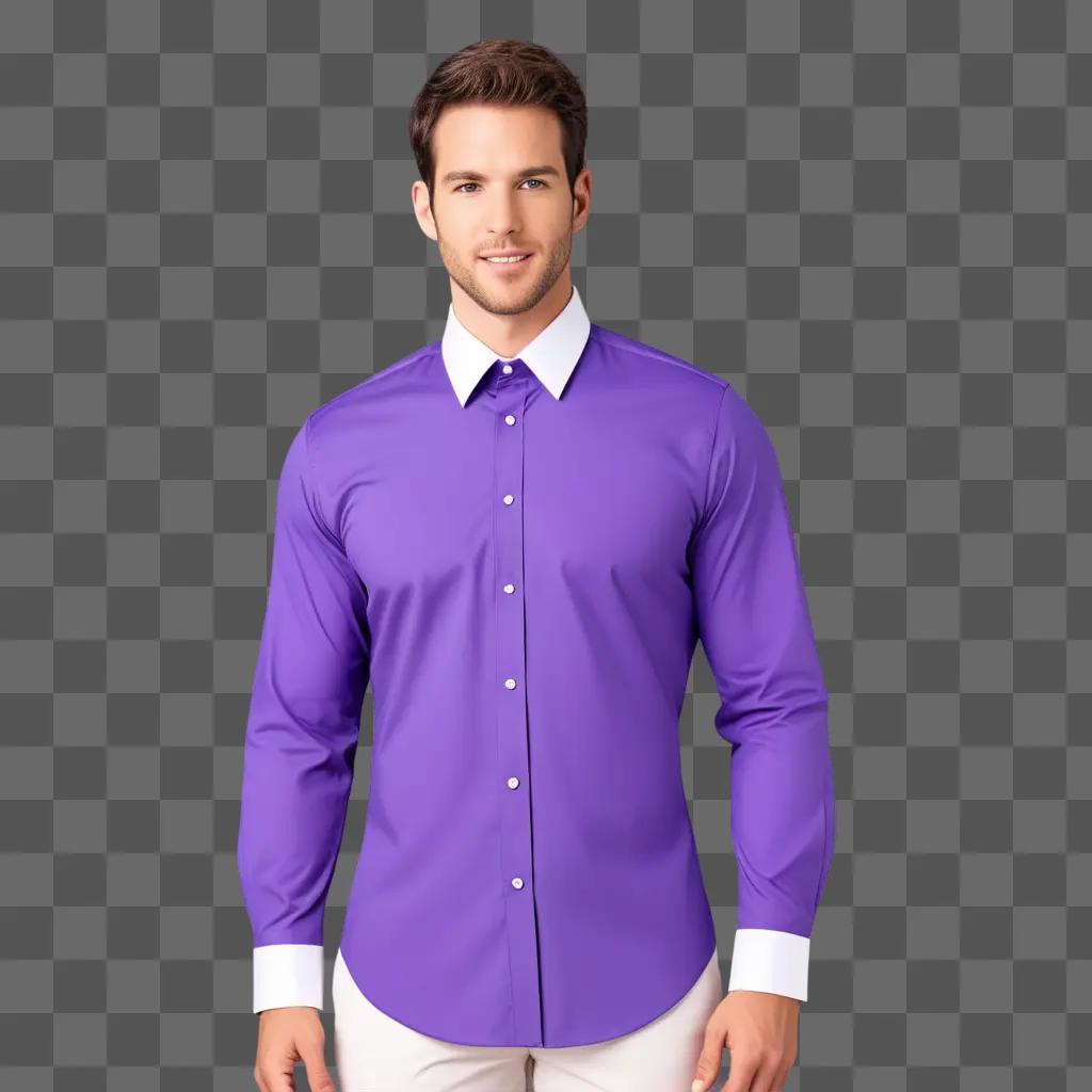 young man wearing a purple shirt