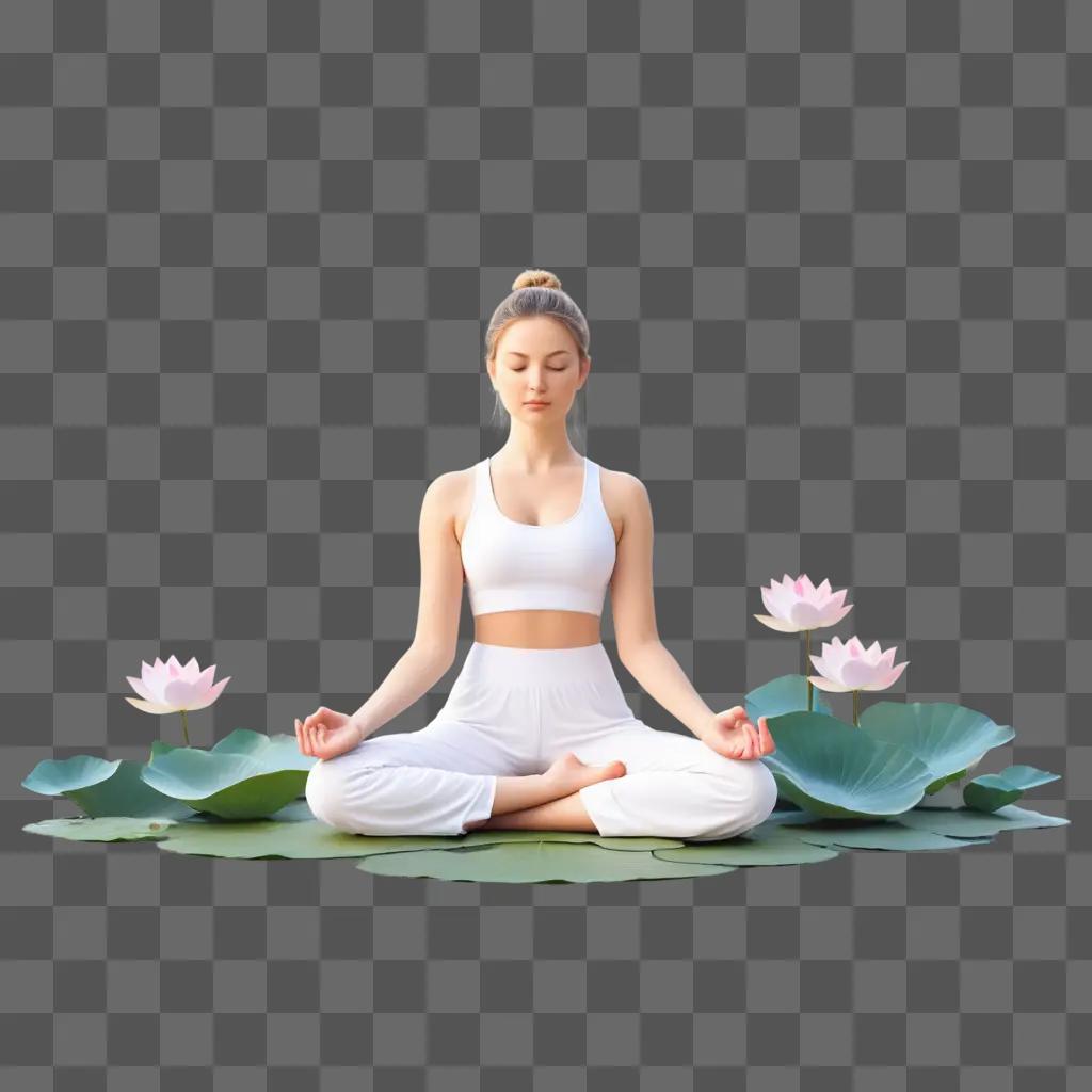 young woman meditates in a lotus position