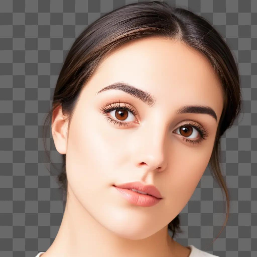 young woman with brown eyes and a blurred background