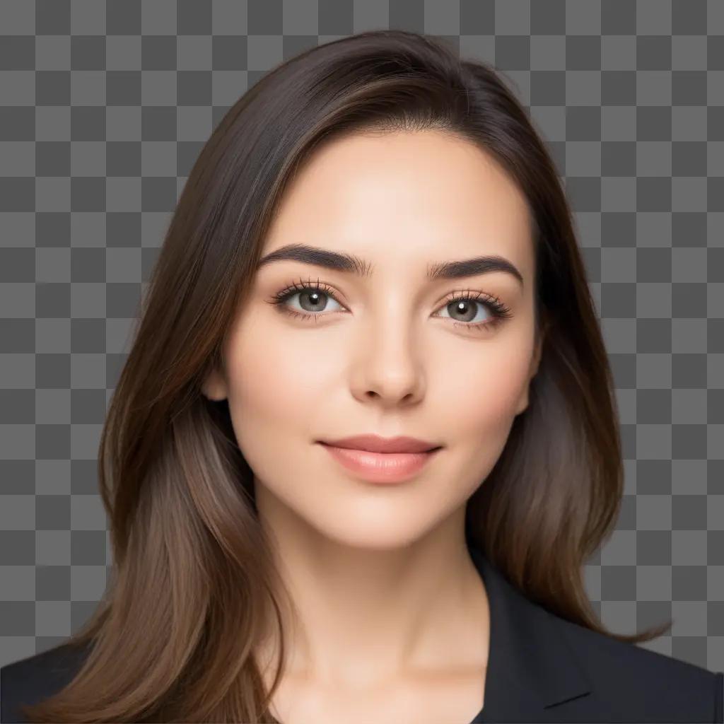 young womans headshot against a brown background