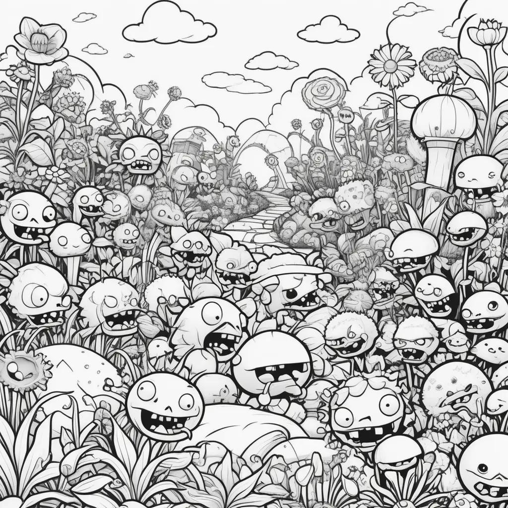 zombie-infested garden filled with plants and flowers