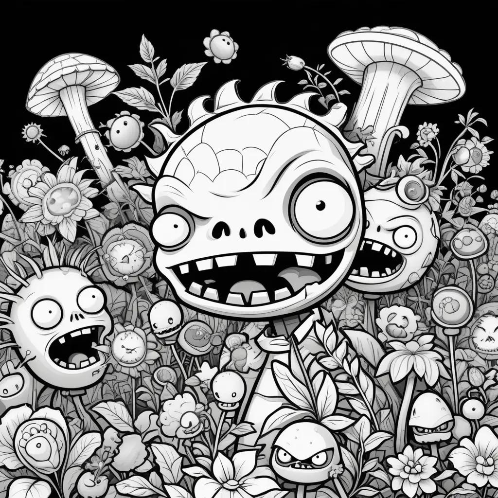 zombie with plants and flowers in the background