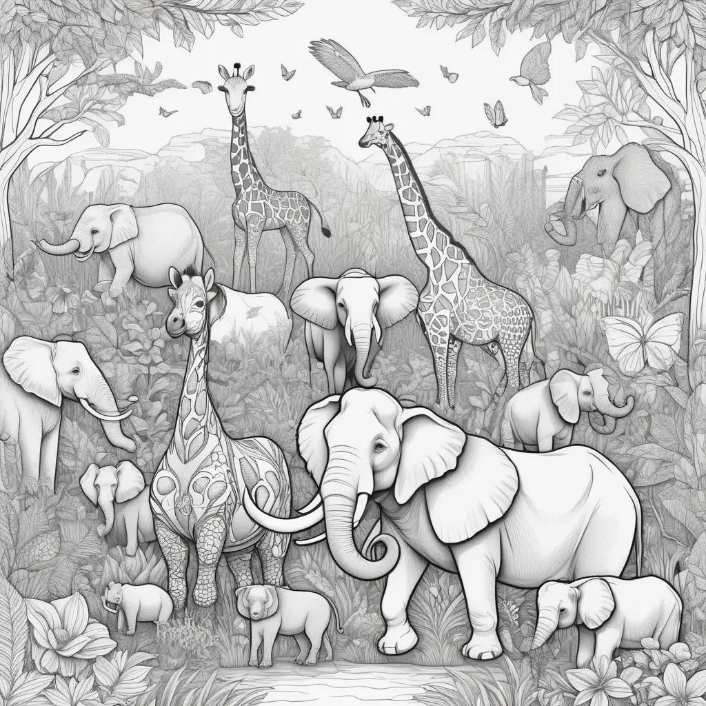 zoo animal coloring pages: elephants, giraffes, monkeys, and more