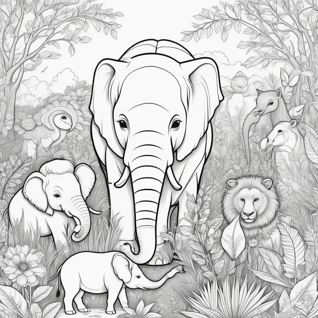 zoo coloring page of a family of animals