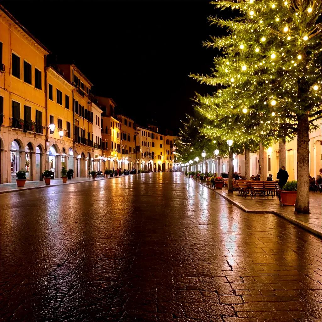 zoom christmas background A city street is illuminated with Christmas lights