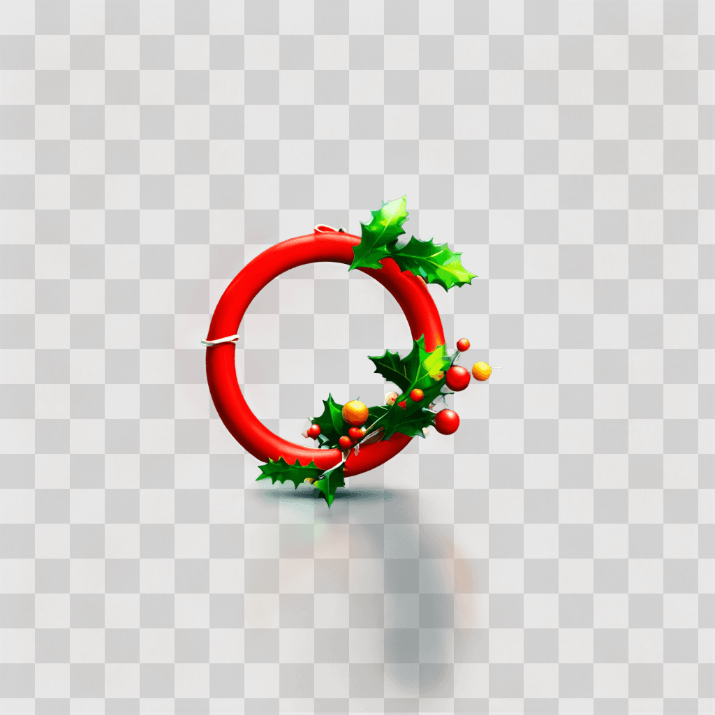 zoom christmas background A red wreath with holly leaves and berries