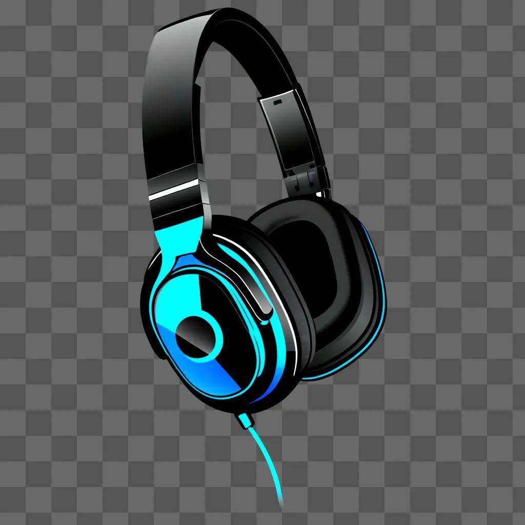 pair of headphones with a glowing blue light