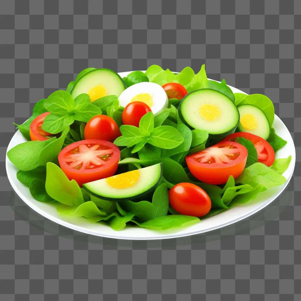 salad plate with fresh ingredients on a green background